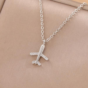 Collar con colgante de avión de Zirconia cúbica simple, collar con forma de avión de circón de lujo para <span class=keywords><strong>mi</strong></span> <span class=keywords><strong>hija</strong></span> - Product Image 3