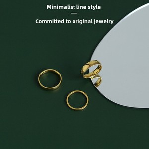 Anillo Sencillo y Elegante <span class=keywords><strong>de</strong></span> <span class=keywords><strong>Acero</strong></span> <span class=keywords><strong>Inoxidable</strong></span> Chapado en Oro <span class=keywords><strong>de</strong></span> 18K, Versátil, Resistente a la Decoloración, Moderno, para Parejas, para Mujer - Product Image 5