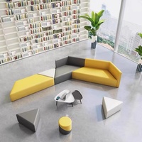 Ensemble de canapé-lit modulaire minimaliste moderne en cuir de haute qualité pour salle d'attente, bureau, hall d'accueil