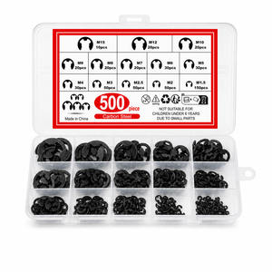 Carbon Steel E Clip Circlip E-Type External Retaining Ring Assortment Kit 500 Pcs 13 Sizes DIN 6799 Snap Ring Black Oxide Shaft - Product Image 3