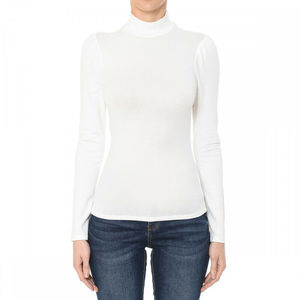 Camiseta <span class=keywords><strong>de</strong></span> <span class=keywords><strong>Cuello</strong></span> Alto Personalizada <span class=keywords><strong>de</strong></span> Alta Calidad 100% Algodón para Mujer, <span class=keywords><strong>Manga</strong></span> <span class=keywords><strong>Larga</strong></span> - Product Image 3