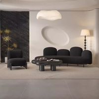 Canapé individuel ultra-simple style Wabi-sabi, design nordique, lignes courbes, en velours doux et laine d'agneau, esthétique moderne et mobile