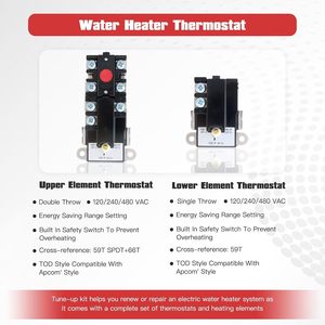 Electric Water Heater <b>Thermostat</b> EWH-00 Upper Lower Non Simultaneous 120V 480V Household Use - Product Image 3