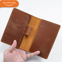 AssurePrint Plus - Carnet en cuir véritable Crazy Horse avec emplacements pour stylo, couverture de journal de voyage en cuir de vachette vintage, logo personnalisé