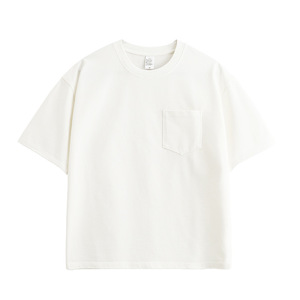 เสื้อยืดคอกลมทรงหลวมโอเวอร์ไซส์ แขนสั้น สีพื้น รุ่นคัสตอม 230G สำหรับผู้ชายและผู้หญิง มีกระเป๋าเสื้อ สไตล์สตรีทแวร์ - Product Image 1