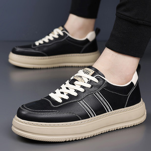 รองเท้าหนังลำลองสำหรับผู้ชาย พื้นรองเท้าหนา บุนวม รองเท้าส้นเตี้ย พื้นยางด้านนอก ดีเทลการเย็บตะเข็บ สำหรับใส่พักผ่อน - Product Image 3