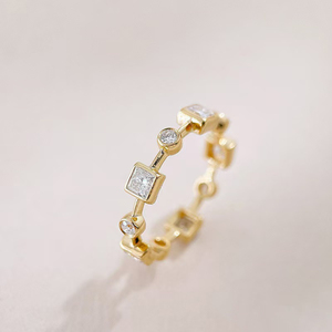 Anillo de Moda Minimalista de Oro Amarillo de 18K con Diamante Creado en Laboratorio para Mujer, Joyería China, Anillo Grueso - Product Image 2