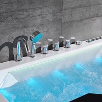 Baignoire de massage autoportante de luxe en acrylique pour hôtel, avec hydromassage et massage à air, lumières LED, design moderne