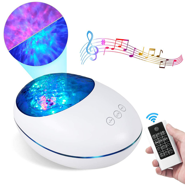Star Galaxy Modern LED Night Light Projector with Remote Control White Noise Music Player Timer Color-Changing Ocean Wave Design