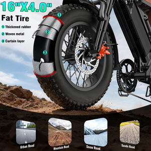 Bicicleta Eléctrica Económica de 250W con Motor sin Escobillas, 5 Velocidades, Batería Extraíble de 48V, Resistente al Agua, 32 Millas, 25KM/H, Frenos de Disco Dobles, para Adultos - Product Image 3