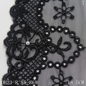 Lingerie accessoires dentelle tissu blanc Floral Stretch broderie bordure dentelle garniture avec strass pour Abaya robe <span class=keywords><strong>de</strong></span> mariée - Product Image 3