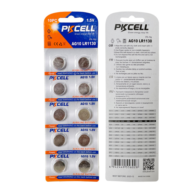0% Hg Pb Zn/MnO2 Battery Type AG10 1.5v Alkaline Button Cell Battery