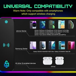 Không dây RGB Chuột chơi game Pad 10W sạc nhanh 10 chế độ ánh sáng không trượt không thấm nước chơi game Bàn Chuột Mat - Product Image 6