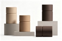 Ensemble de boîtes cadeaux cylindriques en carton beige et vert olive, design empilable avec motif à pois, emballage recyclable