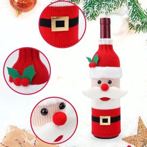 Lindo suéter navideño para botella de vino tinto, cubierta hecha a mano para botella de vino, suéter para botella de vino, decoraciones navideñas de dibujos animados tejidas para fiestas. - Product Image 3