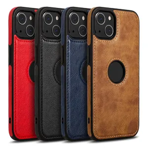 Capa de couro PU vintage para celular, capa de luxo premium feita à mão com costura para iPhone 15 14 13 Pro Max 15 Plus