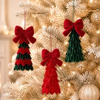 Nœud Papillon Rouge Écologique pour Décoration de Noël, Ornements en Tissu DIY pour Vitrines et Centres Commerciaux – Direct Usine