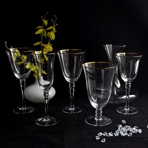 Lot de Gobelets en Cristal Transparent à Bord Doré – <span class=keywords><strong>Verres</strong></span> à <span class=keywords><strong>Vin</strong></span> Vintage Perlés à Long Pied pour Mariages, Fêtes, Noël et Décoration de Table à Domicile - Product Image 5