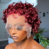 Perruque de luxe HD Lace Frontal coupe Pixie, perruque courte bouclée afro en cheveux humains pour femmes noires, cheveux Remy pré-épilés avec baby hair