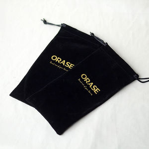 Pochette en velours personnalisée avec impression de logo pour sacs à main, logo doré en relief, sac anti-poussière noir doux pour chaussures et vêtements INFFY POUCH01 - Product Image 3
