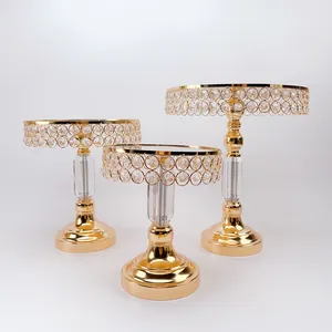 Dibei Décoration Moderne Verre Miroir Cristal Perle Métal Or Acrylique Support pour Gâteau de Mariage