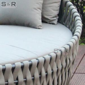 Chaise longue de jardin ronde en aluminium avec coussin Chaise de piscine portable en métal pour la plage extérieure pour l'hôtel et le salon - Product Image 5
