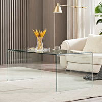 Table Basse Courbe Carrée de Luxe pour Hôtel, en Verre Trempé Transparent, pour Salon, Table d'Appoint Moderne