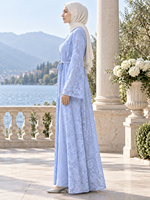 EVE028 2026 Ensemble Abaya Tendance avec Dentelle, Élégant et Raffiné, Vêtements Musulmans Islamiques Haut de Gamme, Hijabs, Style Décontracté Quotidien