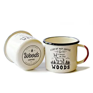 <span class=keywords><strong>Mug</strong></span> à café <span class=keywords><strong>en</strong></span> émail blanc personnalisé de 7 cm avec poignée, <span class=keywords><strong>en</strong></span> <span class=keywords><strong>acier</strong></span>, pour le camping - Product Image 1