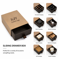 XJY Carton laminé mat recyclable de qualité supérieure avec logo personnalisé Emballage de détail Kraft Boîtes de chocolat Tirage coulissant cadeau