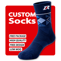 Offre Spéciale OEM bas quantité minimale de commande de haute qualité Crew mode demi-éponge impression de logo personnalisé hommes Designer Sport personnalisé OEM équipage chaussettes