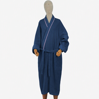 Peignoir de luxe en coton gaufré, col kimono, longue robe de nuit, pyjama doux pour femme, vente en gros usine