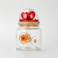 Bocal en verre à double usage avec couvercle en forme de globe de neige à sequins, pour bougies et fleurs séchées