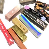 Boîtes d'emballage pour tubes de rouge à lèvres mats en carton ivoire recyclable, outil de maquillage personnalisé avec logo, fermeture magnétique, revêtement UV