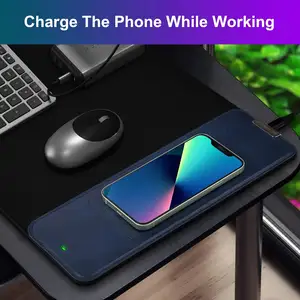 Wireless Charging Mouse Pad 15W Stoff Schreibtisch Pad und Leder Wireless Charger 2 in1 Rutsch feste Tastatur Mouse pad für Office Home