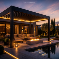 Pergola bioclimatique en aluminium motorisée avec toit à lames orientables, imperméable, revêtement poudré, pour terrasse extérieure, balcon et jardin