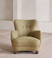 Fauteuil design moderne de luxe en tissu vert olive pour salon, hall d'hôtel, ensemble de meubles de salon rembourrés
