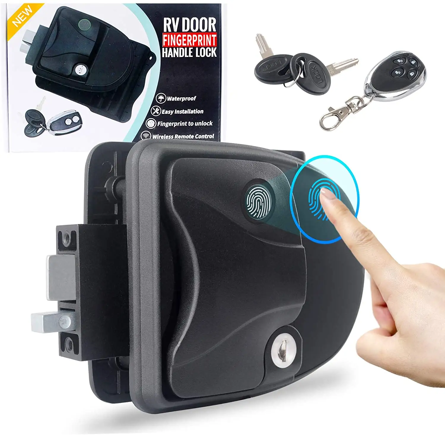 Blocco porta RV sblocco impronte digitali blocco Camper con chiavi per rimorchio da viaggio riconoscimento impronte digitali Camper e telecomando