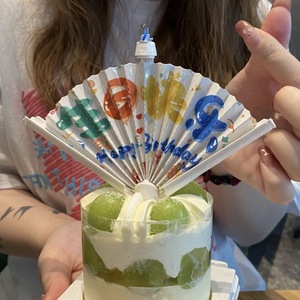 Q11 fábrica al por mayor ventilador <span class=keywords><strong>de</strong></span> papel patrón sorpresa Banner vela creativa fiesta cumpleaños pastel decoración vela - Product Image 1