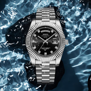 นาฬิกาควอตซ์ผู้ชาย สแตนเลสสตีล แบรนด์ส่วนตัว รับทำโลโก้ OEM กันน้ำ ดีไซน์เรียบหรู ทันสมัย คลาสสิก หรูหรา - Product Image 6