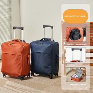 Ultra-Light 20-Inch Carry-on Nylon Suitcase with Expandable Capacity Towable Silent and Swivel <strong>Wheels</strong> Travel <strong>Luggage</strong> <strong>Soft</strong> Case - Product Image 6
