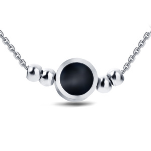 Collar con colgante de cuentas negras y oro rosa de estilo europeo para mujer, cadena de clavícula con diseño geométrico de bolas para uso diario BF1267 - Product Image 5