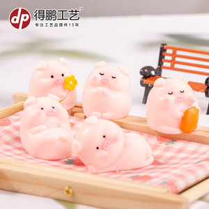 Resin <b>Miniature</b> Pig Figurines Animal Shape Home Decoration Craft Artistic D1427 - Product Image 1