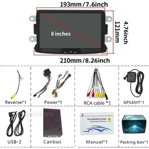 Radio Android pour <span class=keywords><strong>Dacia</strong></span> Sandero Duster Captur Logan Symbol Docks Lodgy Multimedia CarPlay AUTO GPS Navigation SWC BT WiFi - Product Image 6