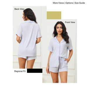 Ensemble de pyjama décontracté d'été en <span class=keywords><strong>jersey</strong></span> de <span class=keywords><strong>viscose</strong></span> FUNG à manches courtes pour femme, mariée, demoiselle d'honneur, avec logo frontal, prêt à l'emploi en gros - Product Image 2