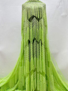 Nuovo 2024 di lusso con perline e nappe frangia in pizzo ricamato in Tulle - Product Image 3
