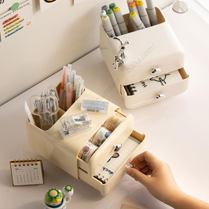 Organizador de Escritorio al por Mayor, Caja de Almacenamiento de Dos Niveles con Cajones, Portalápices para Estudiantes, Organizador de Oficina, Contenedor para Artículos Diversos - Product Image 3