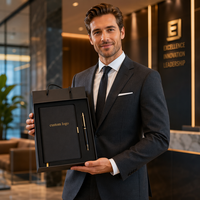 Set de Regalo de Cuaderno y Botella de Cuero/PU con Logotipo Personalizado, Cierre Magnético y Banco de Energía - Artículo Promocional Corporativo