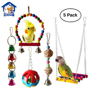 Giocattoli ecologici per uccelli per pappagalli combinazione di allenamento e gioco accessori con morso Pet Bird Bird Swing Ball and Bell - Product Image 4
