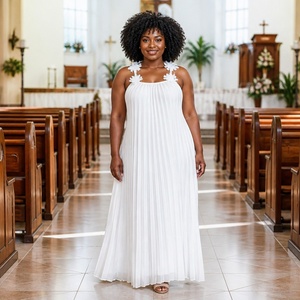 Robe longue plissée à col bas et dos nu <span class=keywords><strong>pour</strong></span> <span class=keywords><strong>femme</strong></span>, style européen et américain, nouvelle collection 2026 - Product Image 3